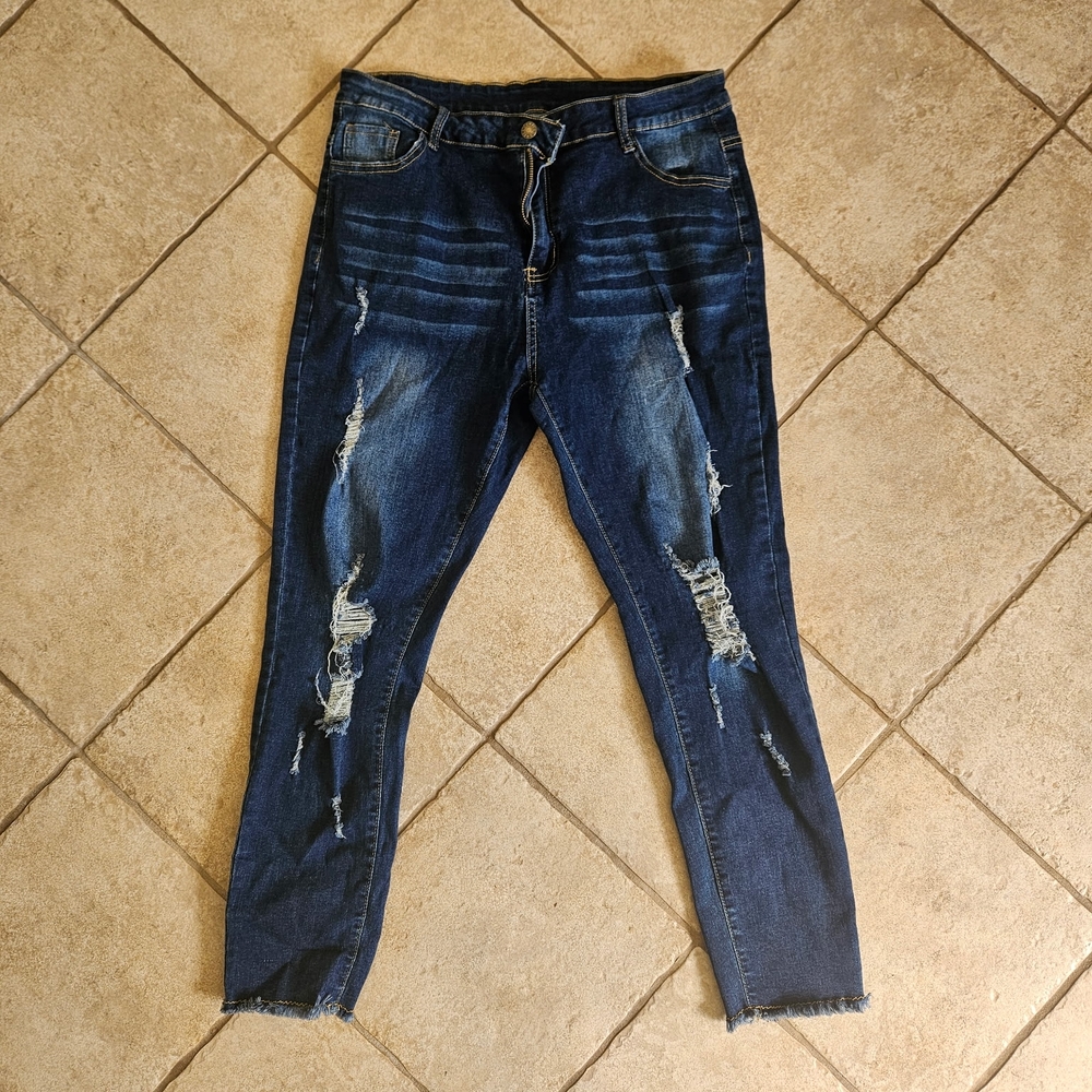 Distressed Blue Jeans